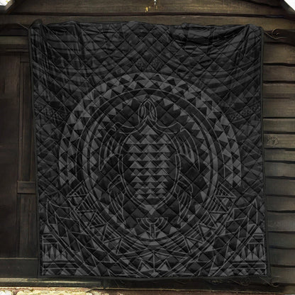 Hawaii Premium Quilt Kakau Honu Arc Polynesian Gray