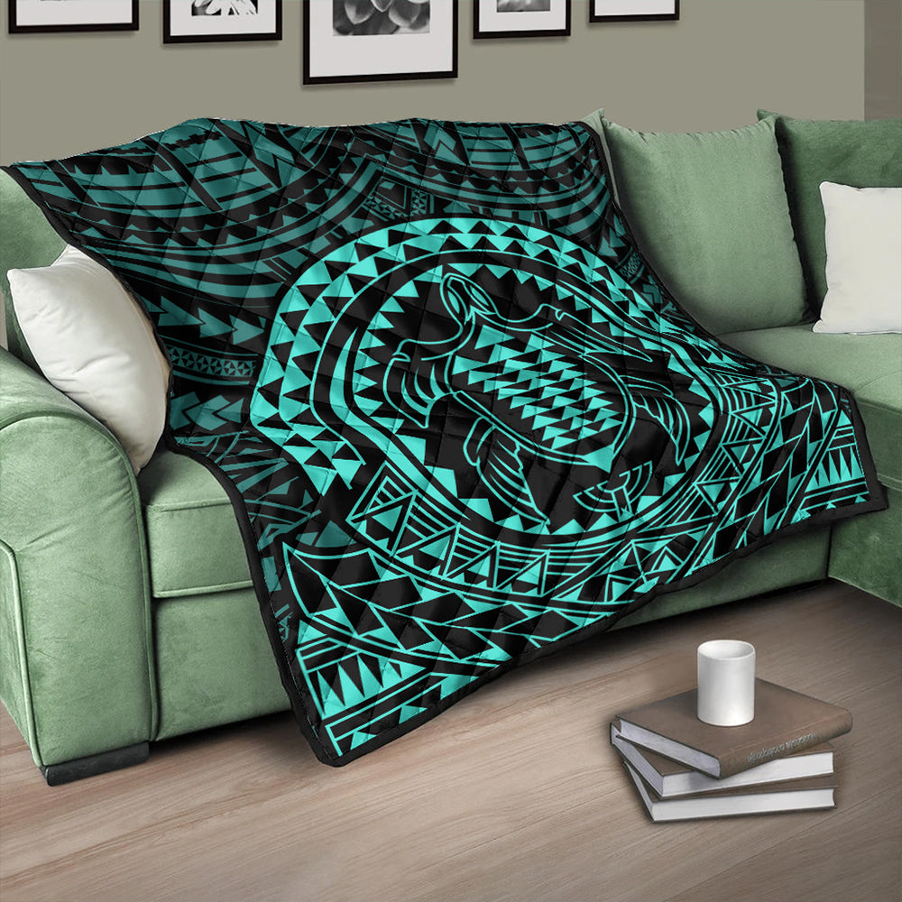 Hawaii Premium Quilt Kakau Honu Arc Polynesian Turquoise