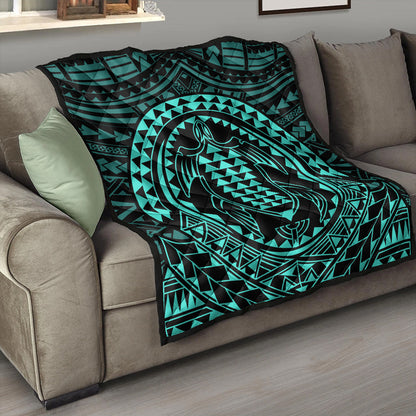 Hawaii Premium Quilt Kakau Honu Arc Polynesian Turquoise