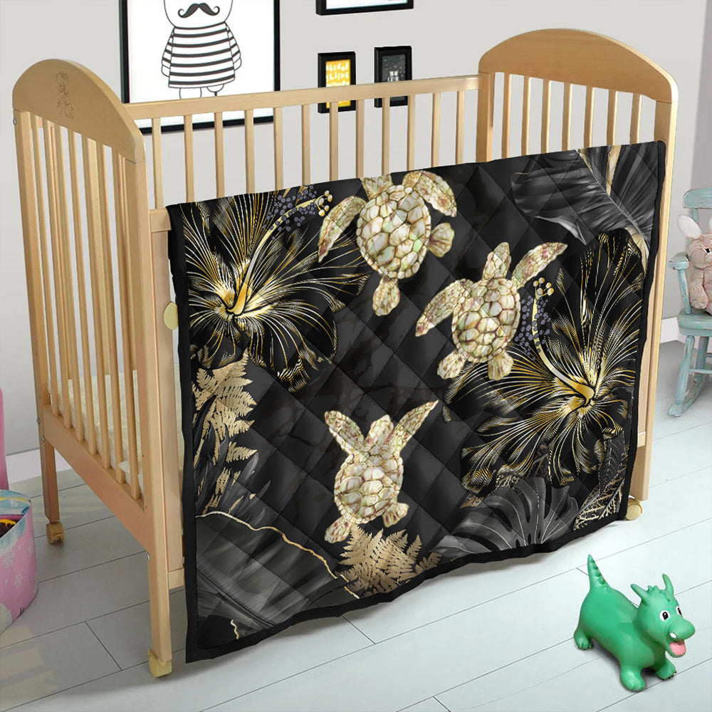 Hawaii Premium Quilt Kanaka Maoli Golden Tropical Turtle