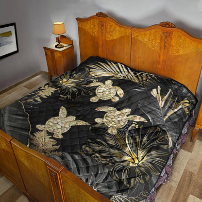 Hawaii Premium Quilt Kanaka Maoli Golden Tropical Turtle