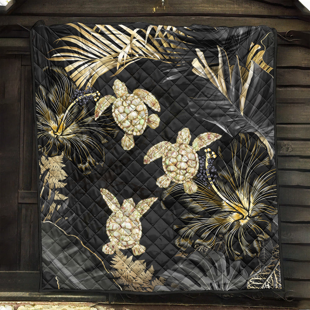 Hawaii Premium Quilt Kanaka Maoli Golden Tropical Turtle
