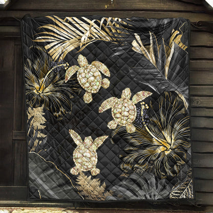 Hawaii Premium Quilt Kanaka Maoli Golden Tropical Turtle