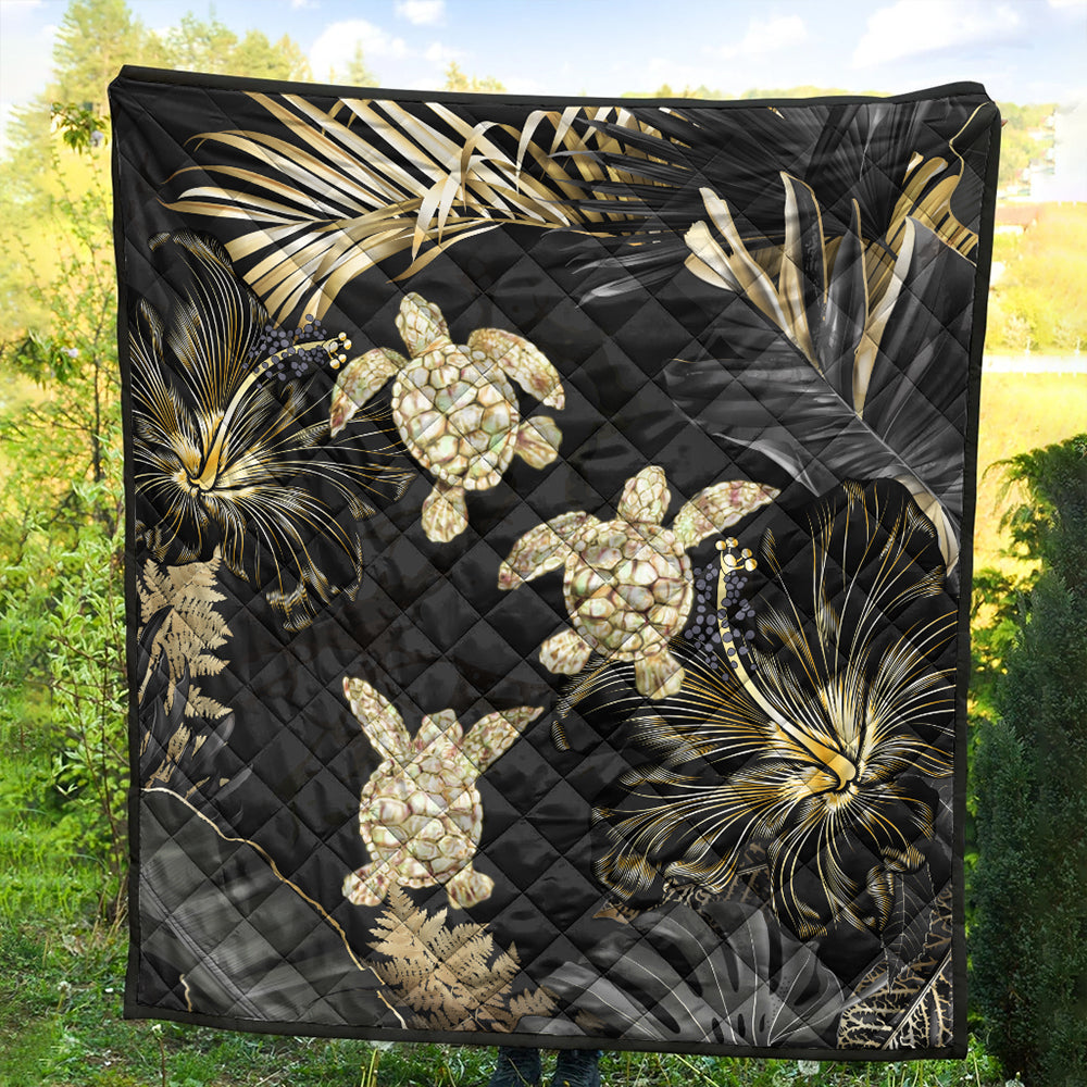 Hawaii Premium Quilt Kanaka Maoli Golden Tropical Turtle