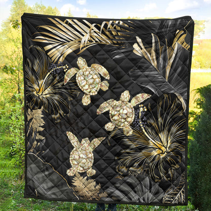 Hawaii Premium Quilt Kanaka Maoli Golden Tropical Turtle