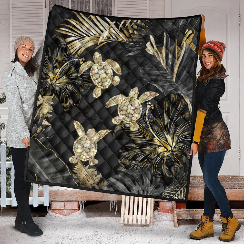 Hawaii Premium Quilt Kanaka Maoli Golden Tropical Turtle
