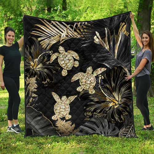 Hawaii Premium Quilt Kanaka Maoli Golden Tropical Turtle