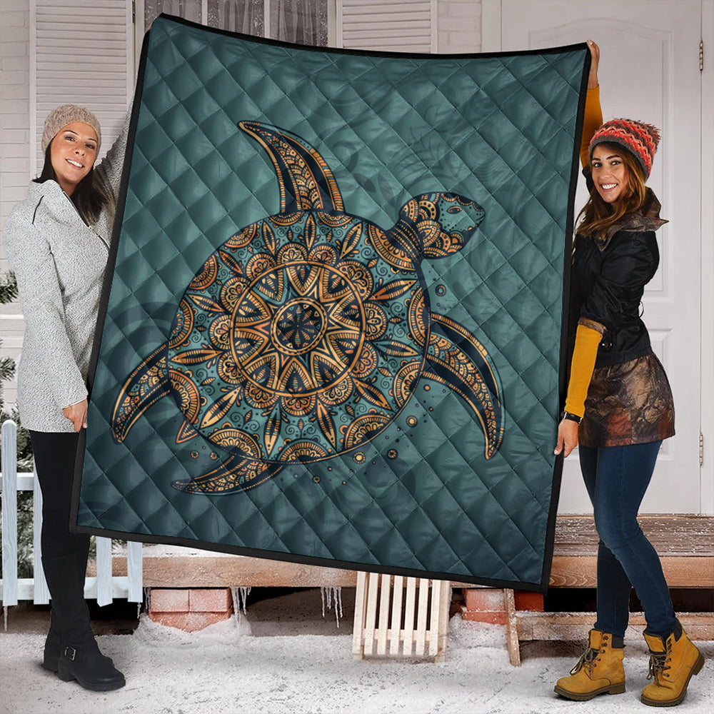 Hawaii Premium Quilt Mandela Turtle Royal Blue