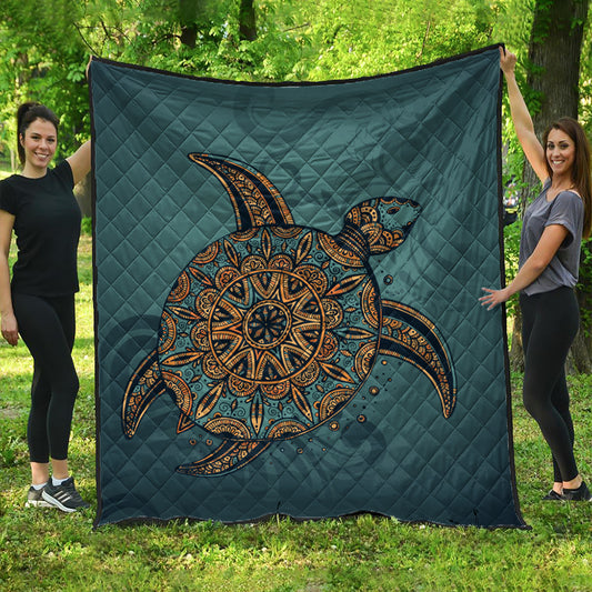 Hawaii Premium Quilt Mandela Turtle Royal Blue
