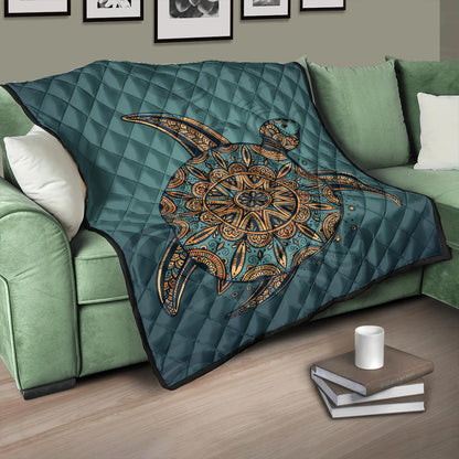 Hawaii Premium Quilt Mandela Turtle Royal Blue