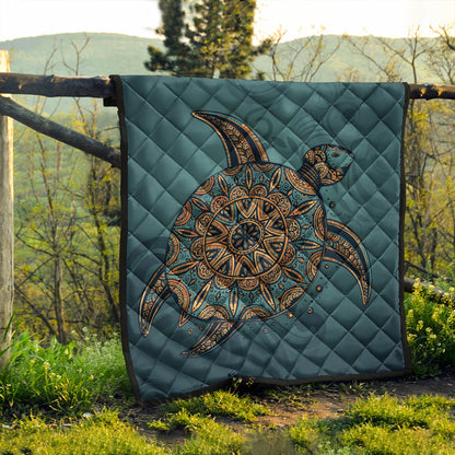 Hawaii Premium Quilt Mandela Turtle Royal Blue