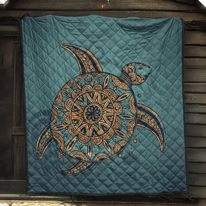 Hawaii Premium Quilt Mandela Turtle Royal Blue