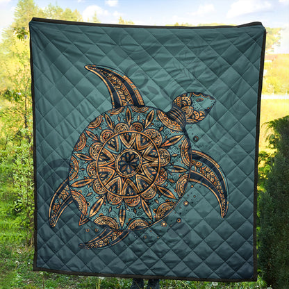 Hawaii Premium Quilt Mandela Turtle Royal Blue