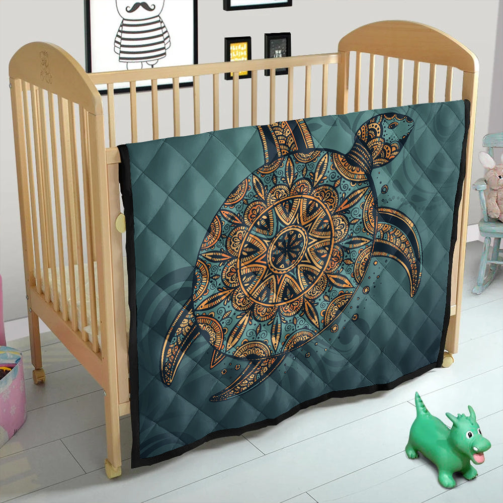 Hawaii Premium Quilt Mandela Turtle Royal Blue