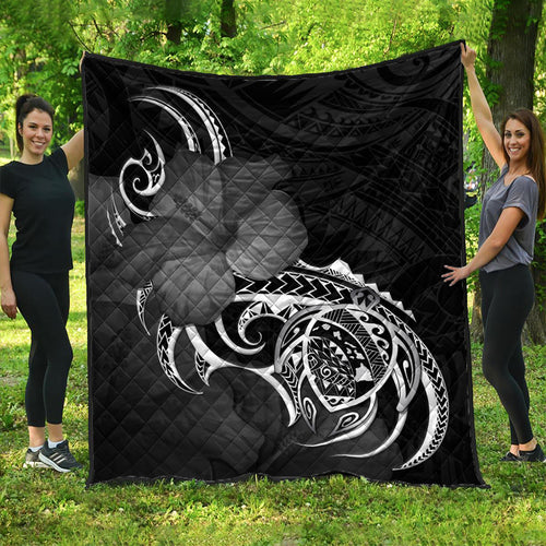 Hawaii Premium Quilt Map Turtle Hibiscus Polynesian Divise