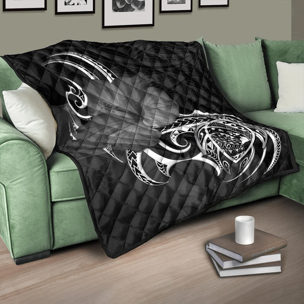 Hawaii Premium Quilt Map Turtle Hibiscus Polynesian Divise