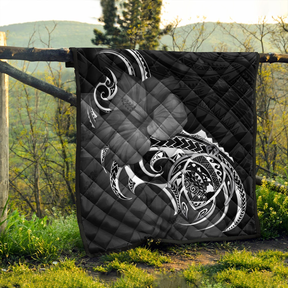 Hawaii Premium Quilt Map Turtle Hibiscus Polynesian Divise