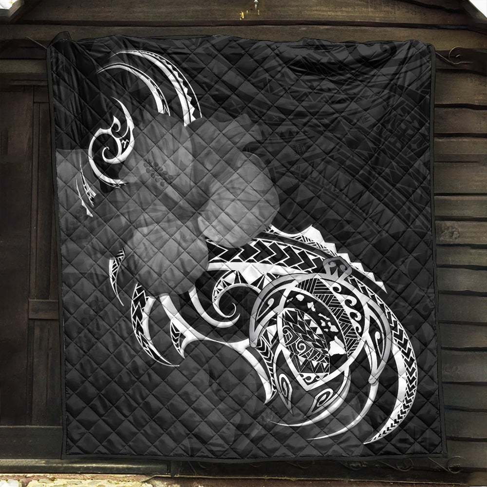 Hawaii Premium Quilt Map Turtle Hibiscus Polynesian Divise