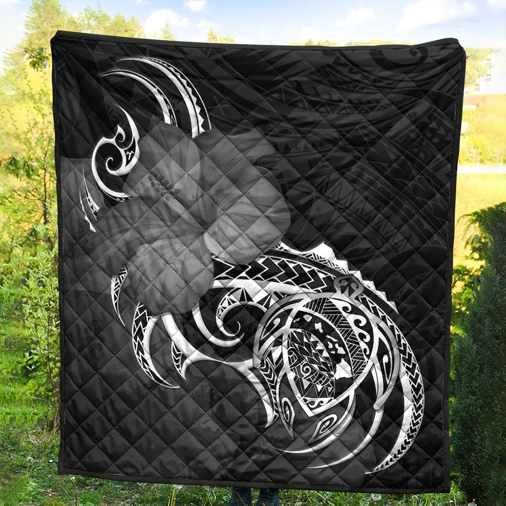 Hawaii Premium Quilt Map Turtle Hibiscus Polynesian Divise