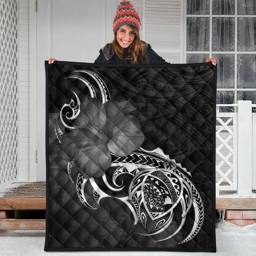 Hawaii Premium Quilt Map Turtle Hibiscus Polynesian Divise