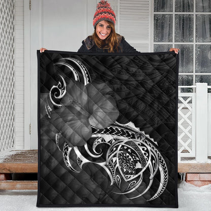 Hawaii Premium Quilt Map Turtle Hibiscus Polynesian Divise