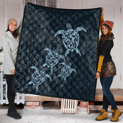 Hawaii Premium Quilt Plumeria Polynesian Deep Sea Turtle