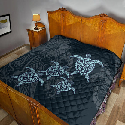 Hawaii Premium Quilt Plumeria Polynesian Deep Sea Turtle