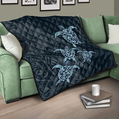 Hawaii Premium Quilt Plumeria Polynesian Deep Sea Turtle