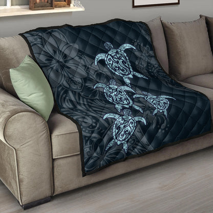 Hawaii Premium Quilt Plumeria Polynesian Deep Sea Turtle