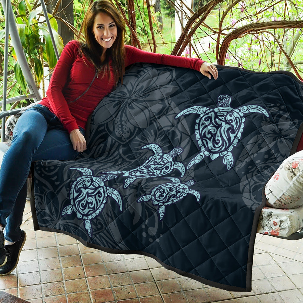 Hawaii Premium Quilt Plumeria Polynesian Deep Sea Turtle