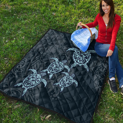 Hawaii Premium Quilt Plumeria Polynesian Deep Sea Turtle