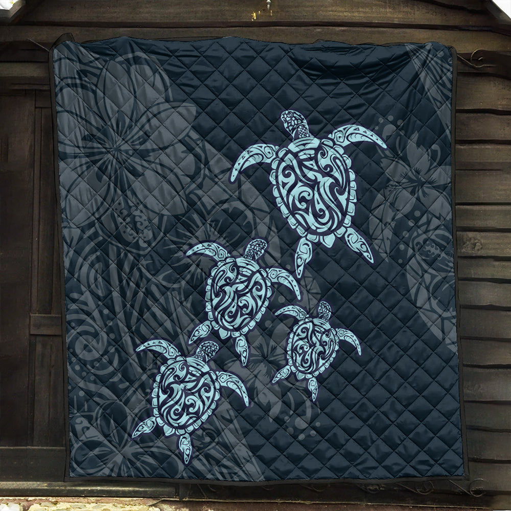 Hawaii Premium Quilt Plumeria Polynesian Deep Sea Turtle