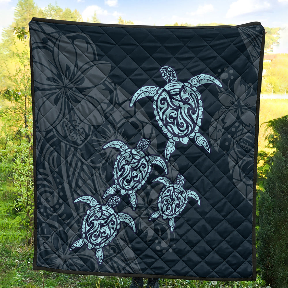Hawaii Premium Quilt Plumeria Polynesian Deep Sea Turtle