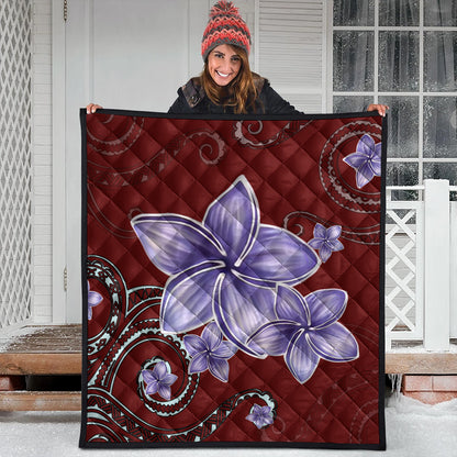 Hawaii Premium Quilt Plumeria Violet Polynesia Red