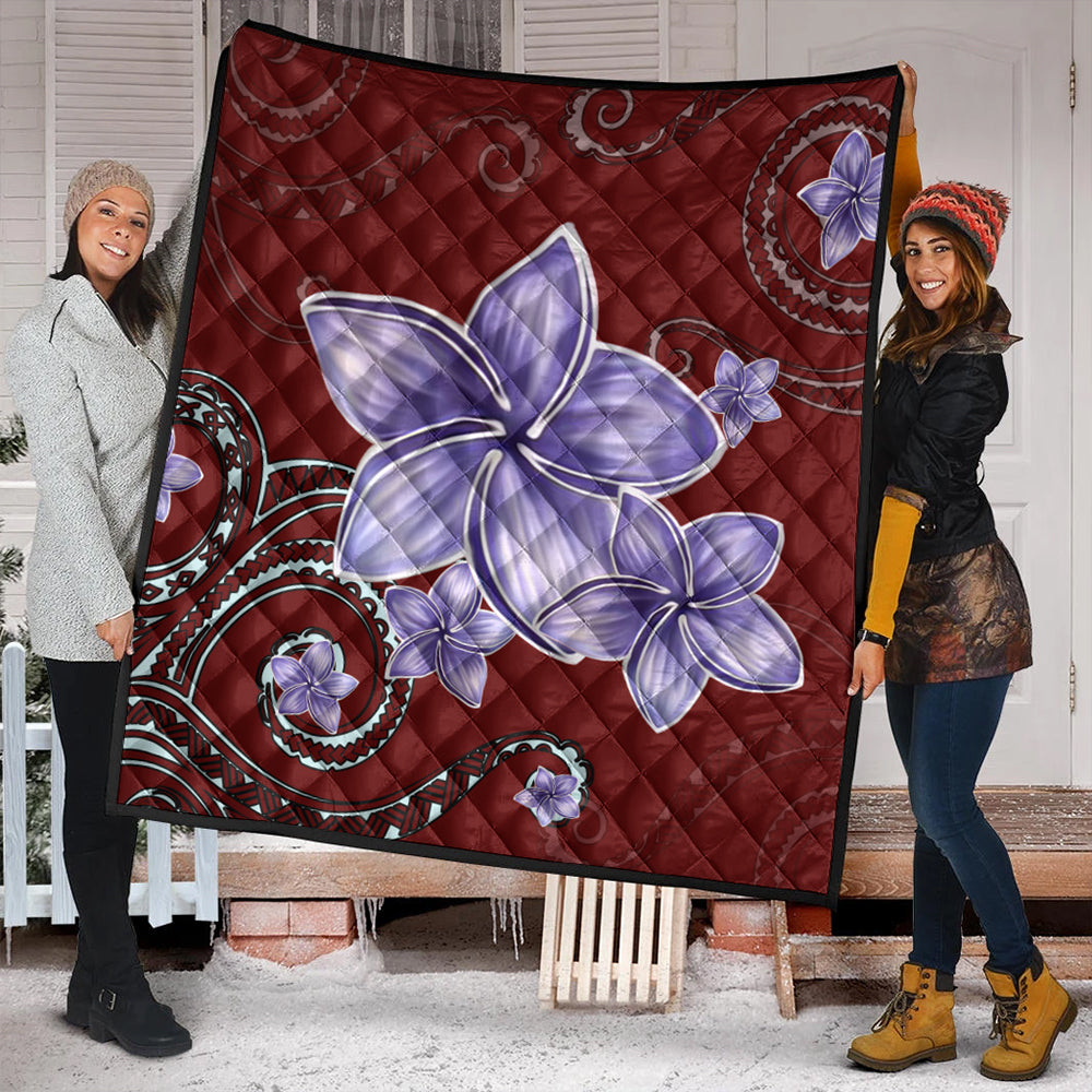 Hawaii Premium Quilt Plumeria Violet Polynesia Red
