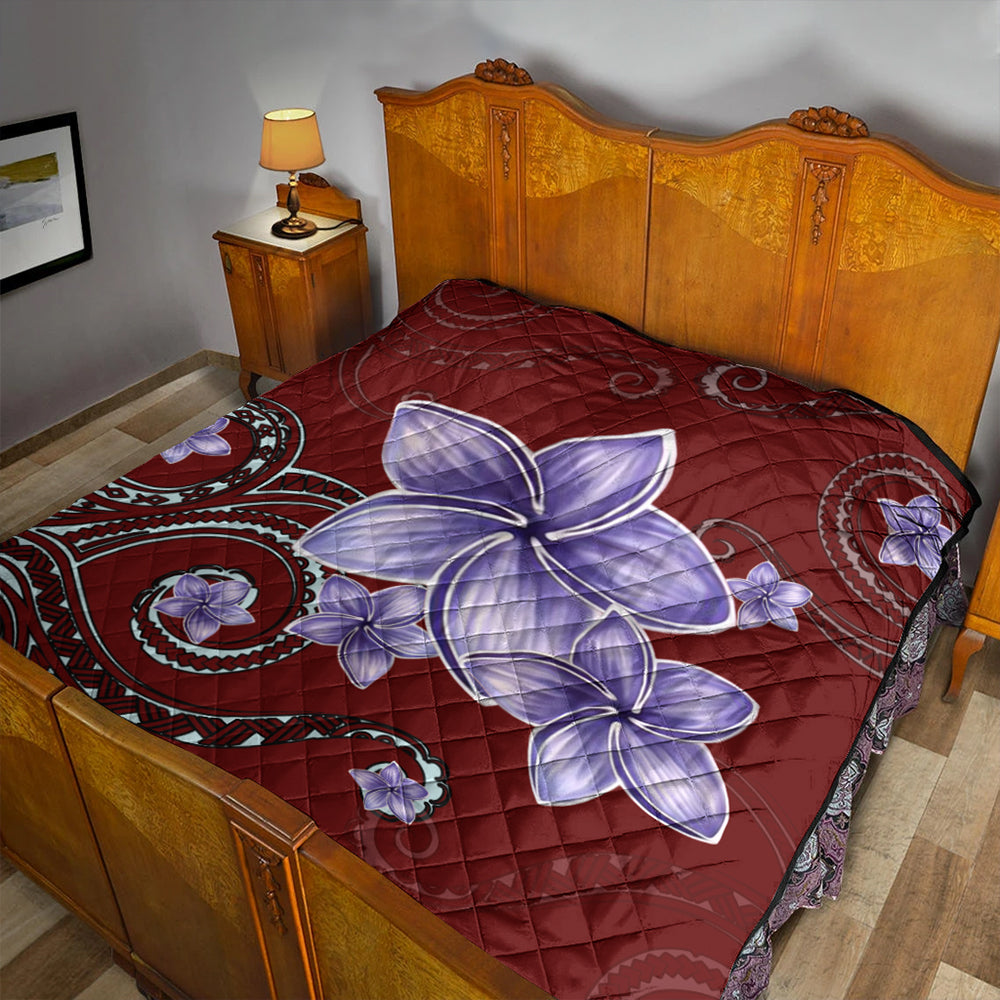 Hawaii Premium Quilt Plumeria Violet Polynesia Red