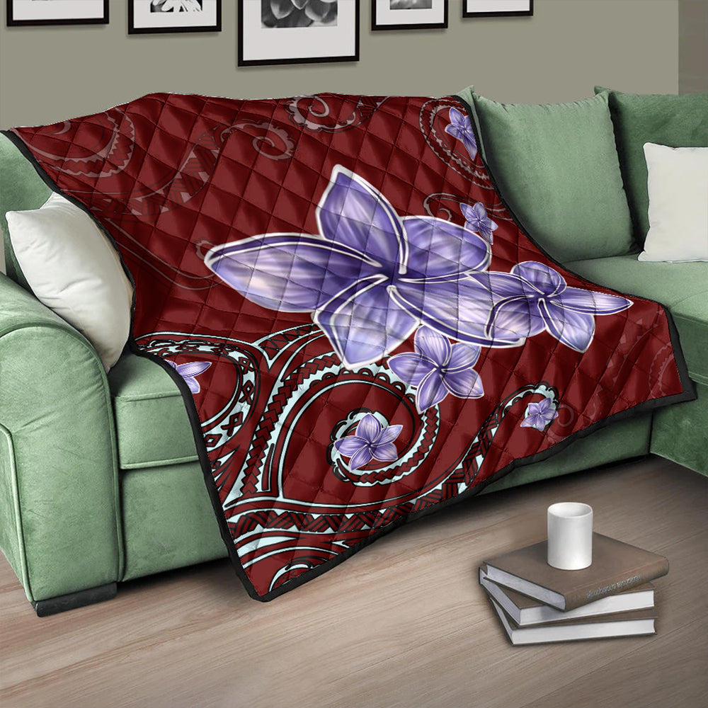 Hawaii Premium Quilt Plumeria Violet Polynesia Red