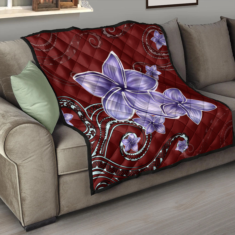 Hawaii Premium Quilt Plumeria Violet Polynesia Red