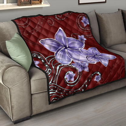 Hawaii Premium Quilt Plumeria Violet Polynesia Red