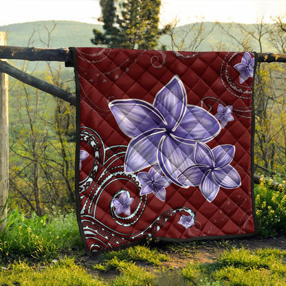 Hawaii Premium Quilt Plumeria Violet Polynesia Red