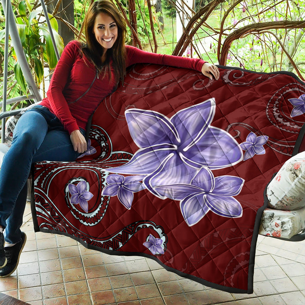 Hawaii Premium Quilt Plumeria Violet Polynesia Red