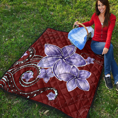 Hawaii Premium Quilt Plumeria Violet Polynesia Red