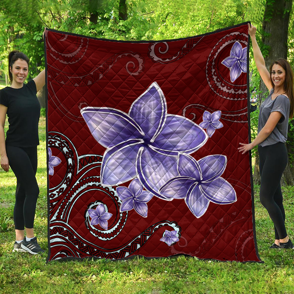 Hawaii Premium Quilt Plumeria Violet Polynesia Red