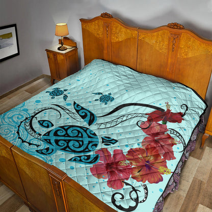 Hawaii Premium Quilt Sea Turtle Hibiscus