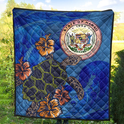 Hawaii Premium Quilt Seal Hibiscus Ocean Pin Light Turtle Sea