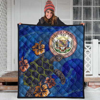 Hawaii Premium Quilt Seal Hibiscus Ocean Pin Light Turtle Sea