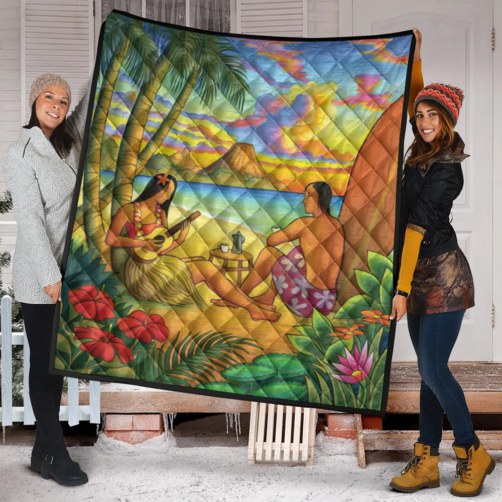 Hawaii Premium Quilt Sing A Song On A Beach