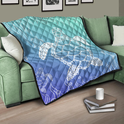 Hawaii Premium Quilt Turtle Gardiant Background