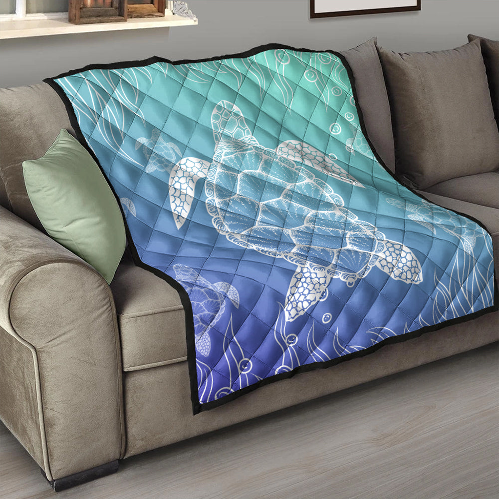 Hawaii Premium Quilt Turtle Gardiant Background