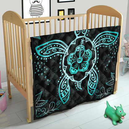 Hawaii Premium Quilt Turtle Hibiscus Blue